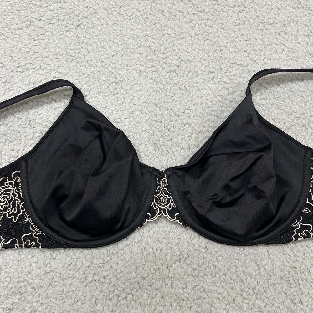 Bali Black Bra with White Embroidered Detail